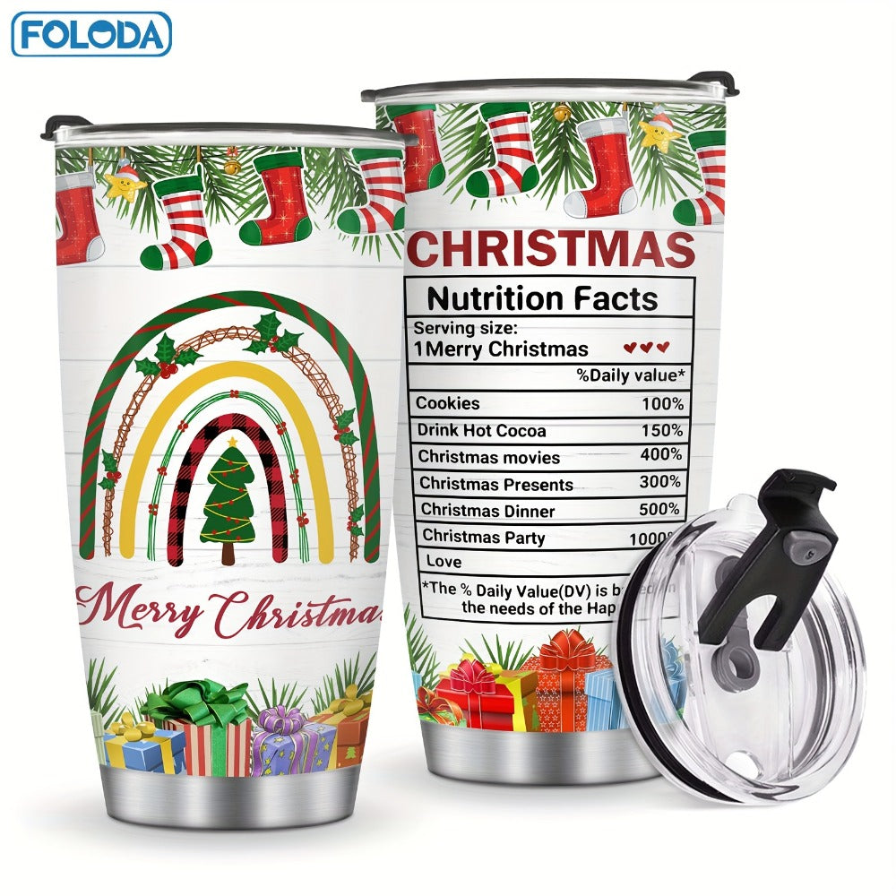 Insulated Tumbler 20oz Christmas Patterns with Stainless Steel, Lid, Straw and Seven Designs