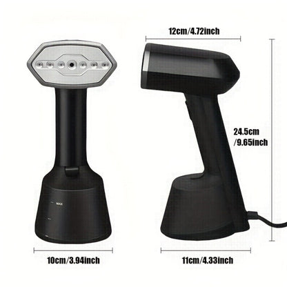 Handheld Garment Steamer for Clothes 30-Second Heat-Up 9.13oz Large Water Tank Ergonomic Grip Removable Base Compact Wrinkle Remover for Shirts Blouses Dresses Home Travel Black