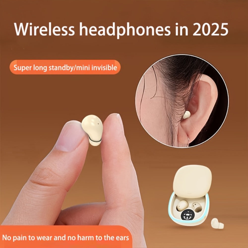 Smallest Invisible Mini Spy Earpiece Wireless, Discreet Low Profile Hidden Earbuds for Small Ear Canals with Microphone Touch Control Type-C, Tiny Micro Headset for Work Study Security Covert Use