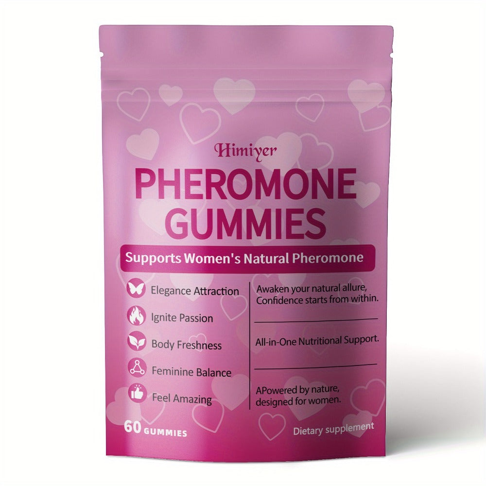 Women's Pheromone Gummies with L-Arginine, Maca & Beetroot – Natural Attraction, Confidence & Feminine Balance Supplement, Strawberry Flavor, 30 Gummies 30-Day Supply
