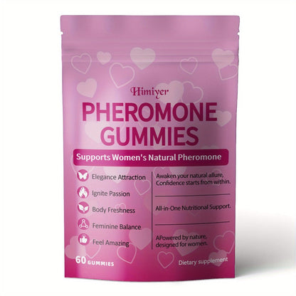 Women's Pheromone Gummies with L-Arginine, Maca & Beetroot – Natural Attraction, Confidence & Feminine Balance Supplement, Strawberry Flavor, 30 Gummies 30-Day Supply