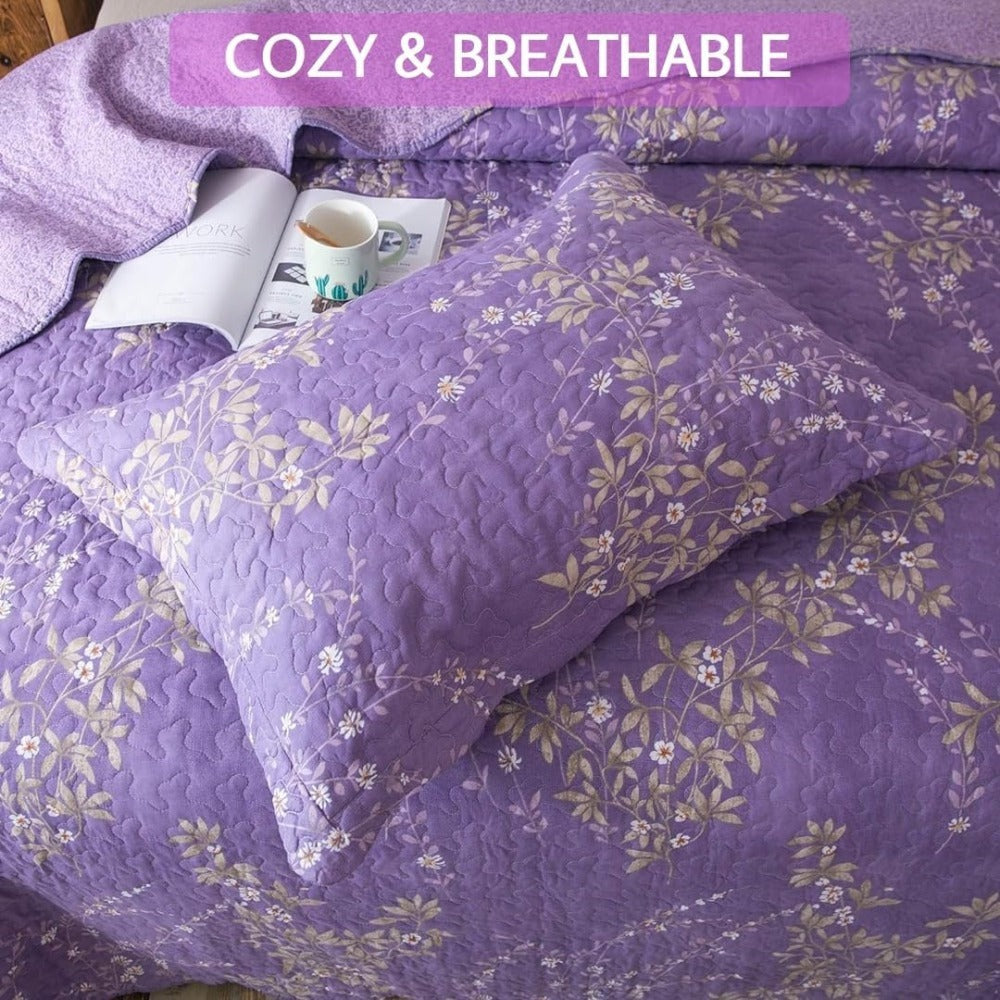 Lightweight Floral Quilt Set in Twin, Queen or King Sizes with 17 Paisley and Patchwork Color Options