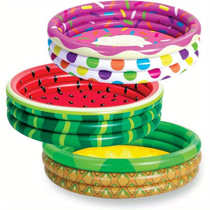 Kiddie Pool 3-Pack, 45 Inch Inflatable Swimming Pool for Kids with Fun Watermelon Pineapple Cupcake Designs