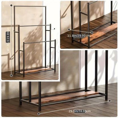 Three-Tier Freestanding Towel Rack in Small or 47-Inch Black Floor-Standing Configurations