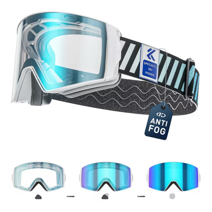 KAPVOE Ski Goggles with Magnet-Attached Interchangeable Lens Interface and Seven K721 Color Codes