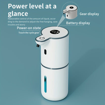 Rechargeable Touchless Foam Soap Dispenser with Six-Level Display, Countertop or Wall Mount in Black or White