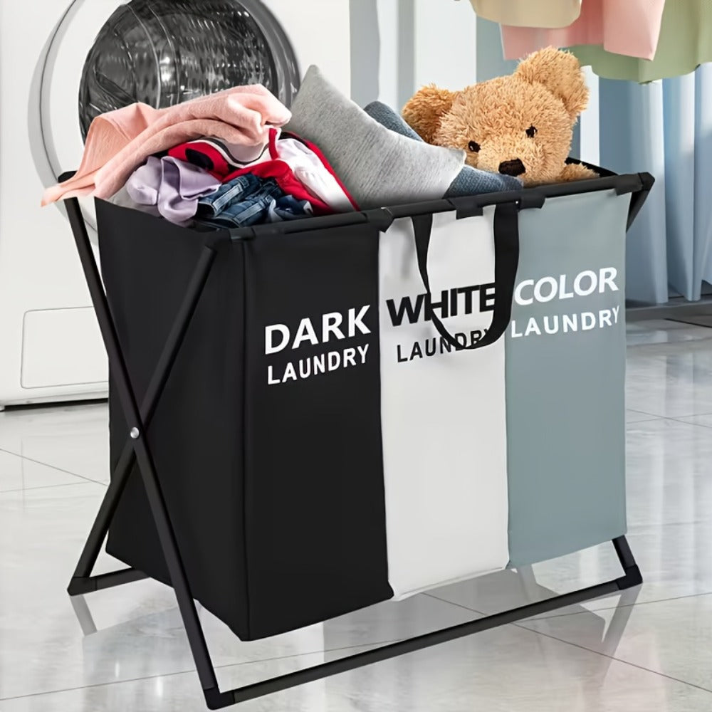 Rectangular Laundry Hamper Basket with Handles – Large Multi-Component Clothes Storage Organizer for Home, College Dorm, Bathroom & Bedroom – Stylish Functional Laundry Basket
