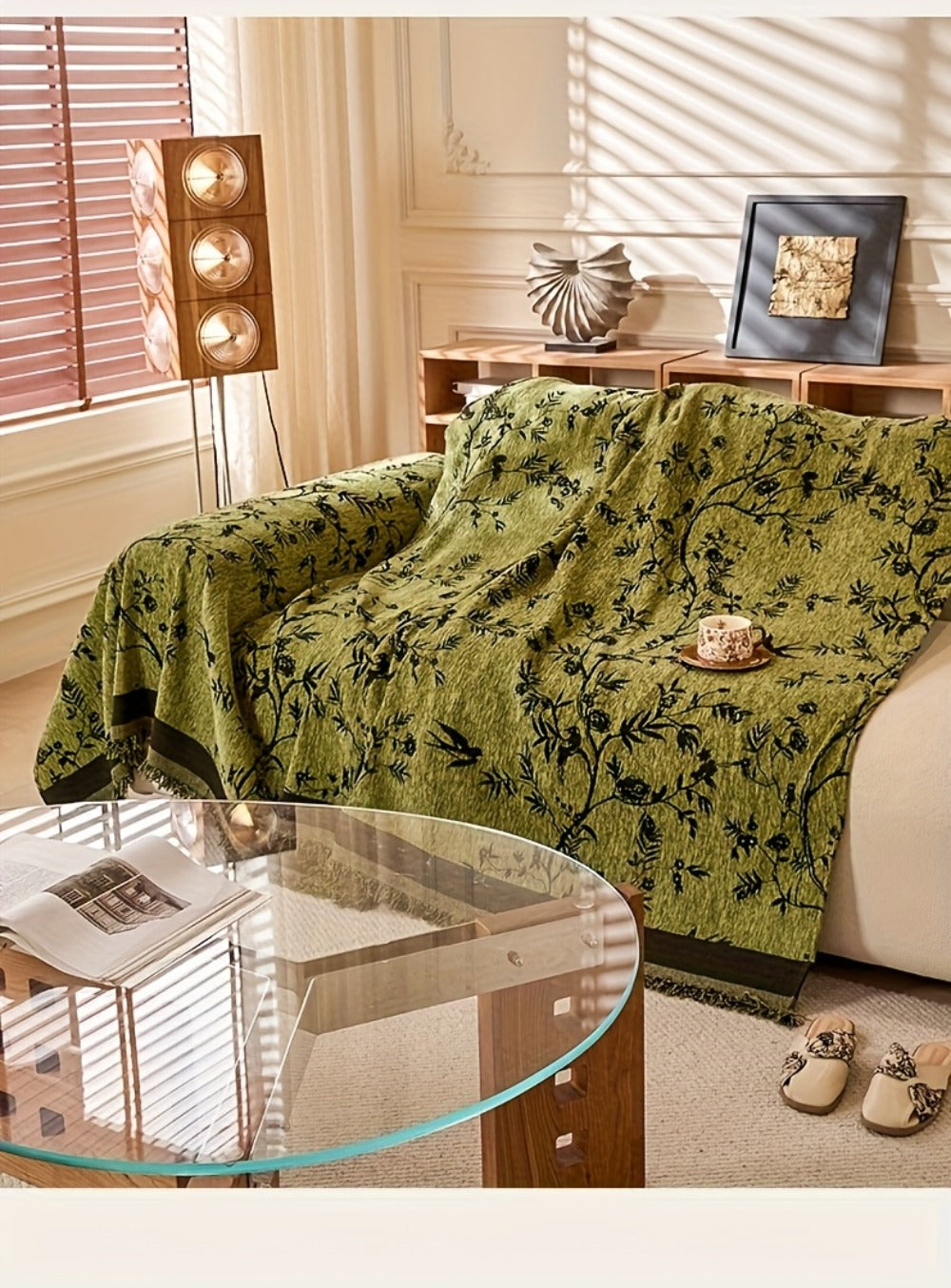 Sofa Cover Chenille Thickened Non-Slip Couch Slipcover Floral Pattern for Living Room Office Pet-Safe All-Season — 1 2 3 4 Seater Sizes