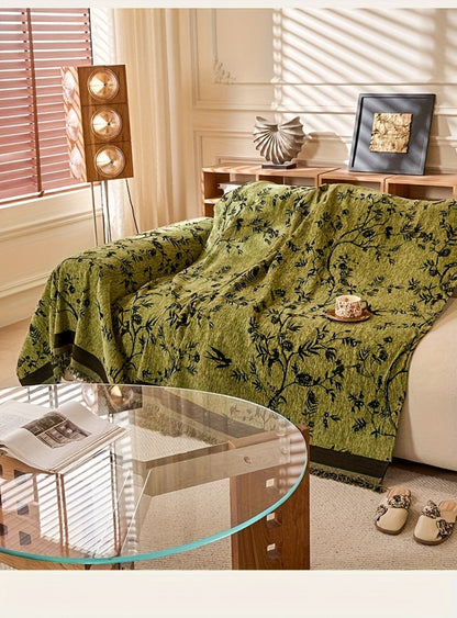 Sofa Cover Chenille Thickened Non-Slip Couch Slipcover Floral Pattern for Living Room Office Pet-Safe All-Season — 1 2 3 4 Seater Sizes