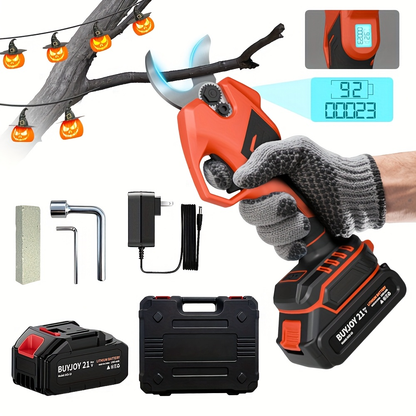 Electric Pruning Shears Cordless with LCD Display, Portable Battery-Powered Tree Pruner with Adjustable Cutting Diameter for Garden, Orchard & Tree Pruning – Great Gift