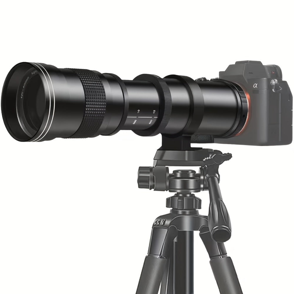 420-800mm F8.3-16 Telephoto Zoom Lens Manual Focus with T-Mount Adapter for Canon Nikon Sony Moon Wildlife Bird Photography Full Frame