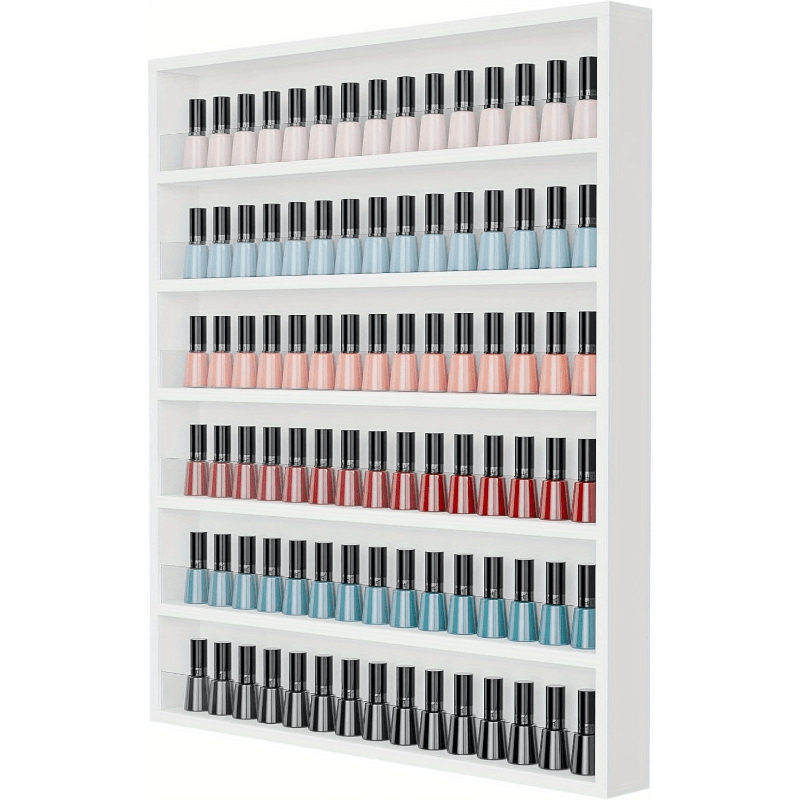 Nail Polish Rack Wall Mount Organizer 6-Tier & 10-Tier with Acrylic Baffle – Salon Display Shelf for Nail Polish Storage, Home Nail Studio & Spa, Black White Pink