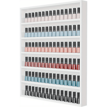 Nail Polish Rack Wall Mount Organizer 6-Tier & 10-Tier with Acrylic Baffle – Salon Display Shelf for Nail Polish Storage, Home Nail Studio & Spa, Black White Pink