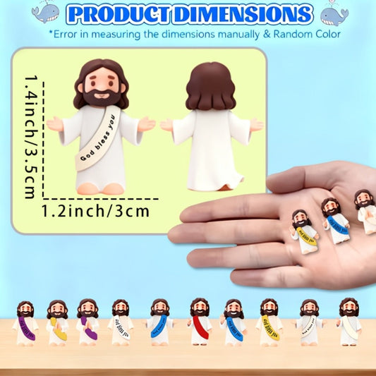 Mini Jesus Figurines for Halloween Trunk-or-Treat 50/100/150pcs – Colorful Bulk Religious Statues 5 Colors, Baptism Favors Sunday School Gifts Christian Party Favor Home Decor Vase Filler