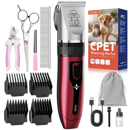 Pet Hair Clipper, USB-Rechargeable Cordless Trimmer with Adjustable Comb and Four Package Options