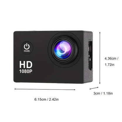 1080P 30fps-Labeled Action Camera with 170-Degree Lens, 2-Inch LCD, 900mAh Battery and Mounting Accessories