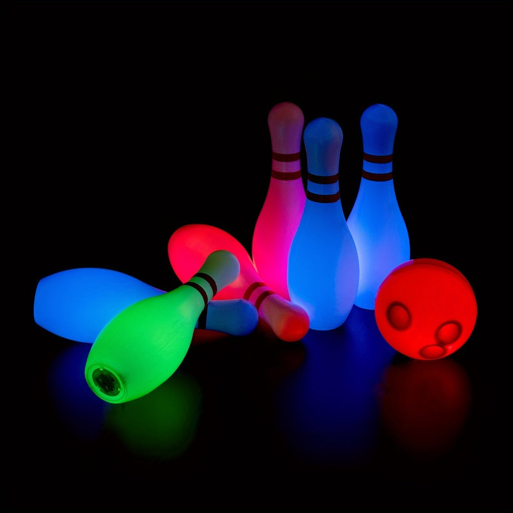 12-Piece Light-Up Bowling Set with 10 Glowing Pins, 2 Balls and 7.87-Inch Pin Height for Indoor or Outdoor Play