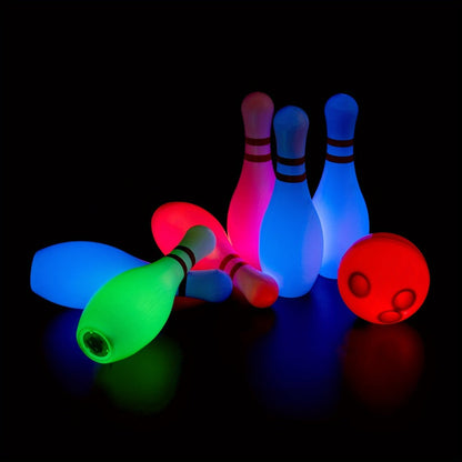 12-Piece Light-Up Bowling Set with 10 Glowing Pins, 2 Balls and 7.87-Inch Pin Height for Indoor or Outdoor Play