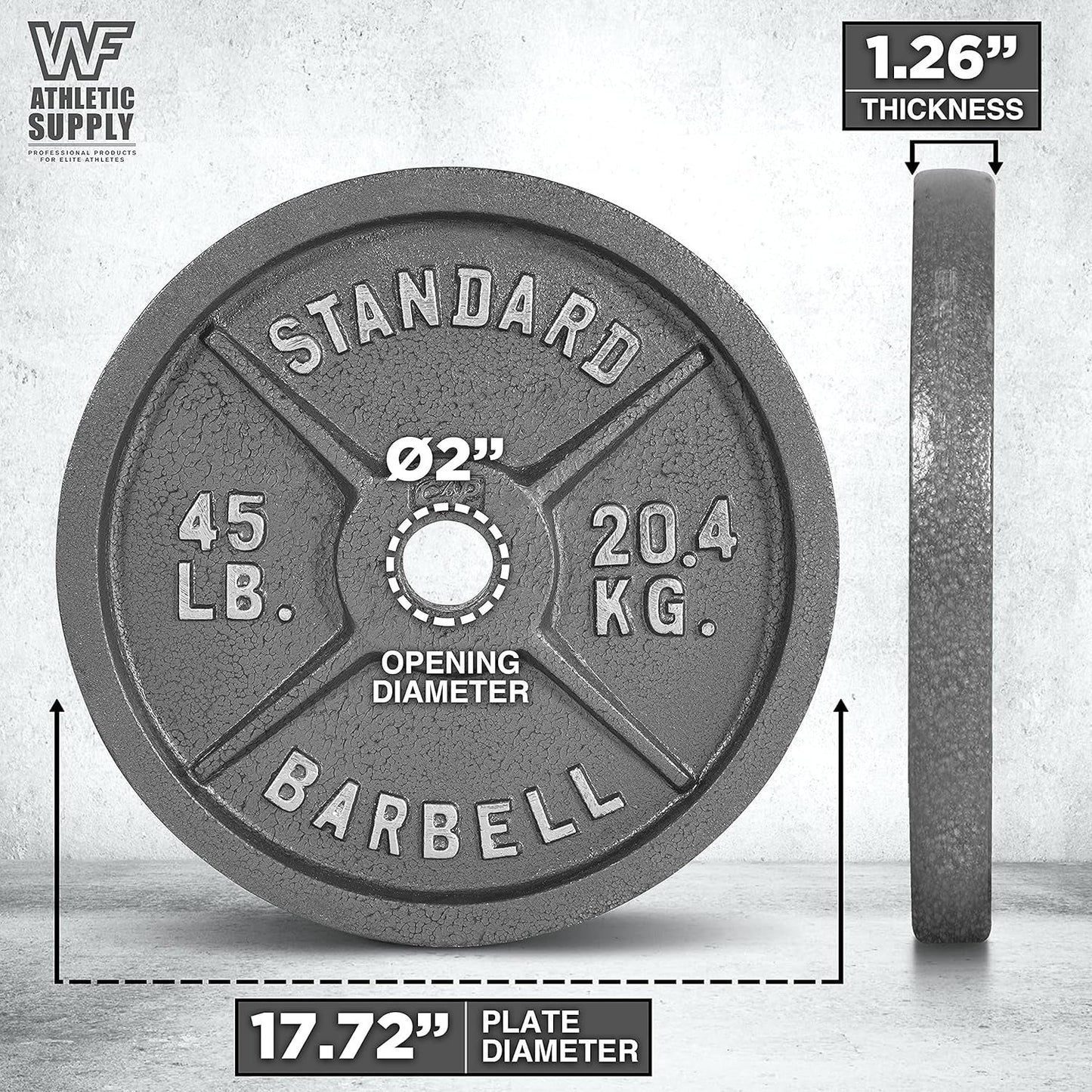 Gray STANDARD Cast-Style Weight Plates in Single, Pair, Four-Piece and Mixed Sets for Barbell Training