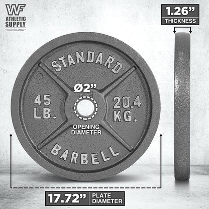 Gray STANDARD Cast-Style Weight Plates in Single, Pair, Four-Piece and Mixed Sets for Barbell Training