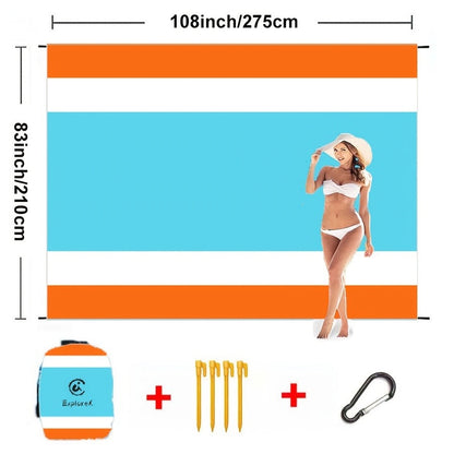 Printed Beach Mat with 19 Exact Size-and-Pattern Options, 198 x 205cm to 275 x 305cm with Stakes and Pouch