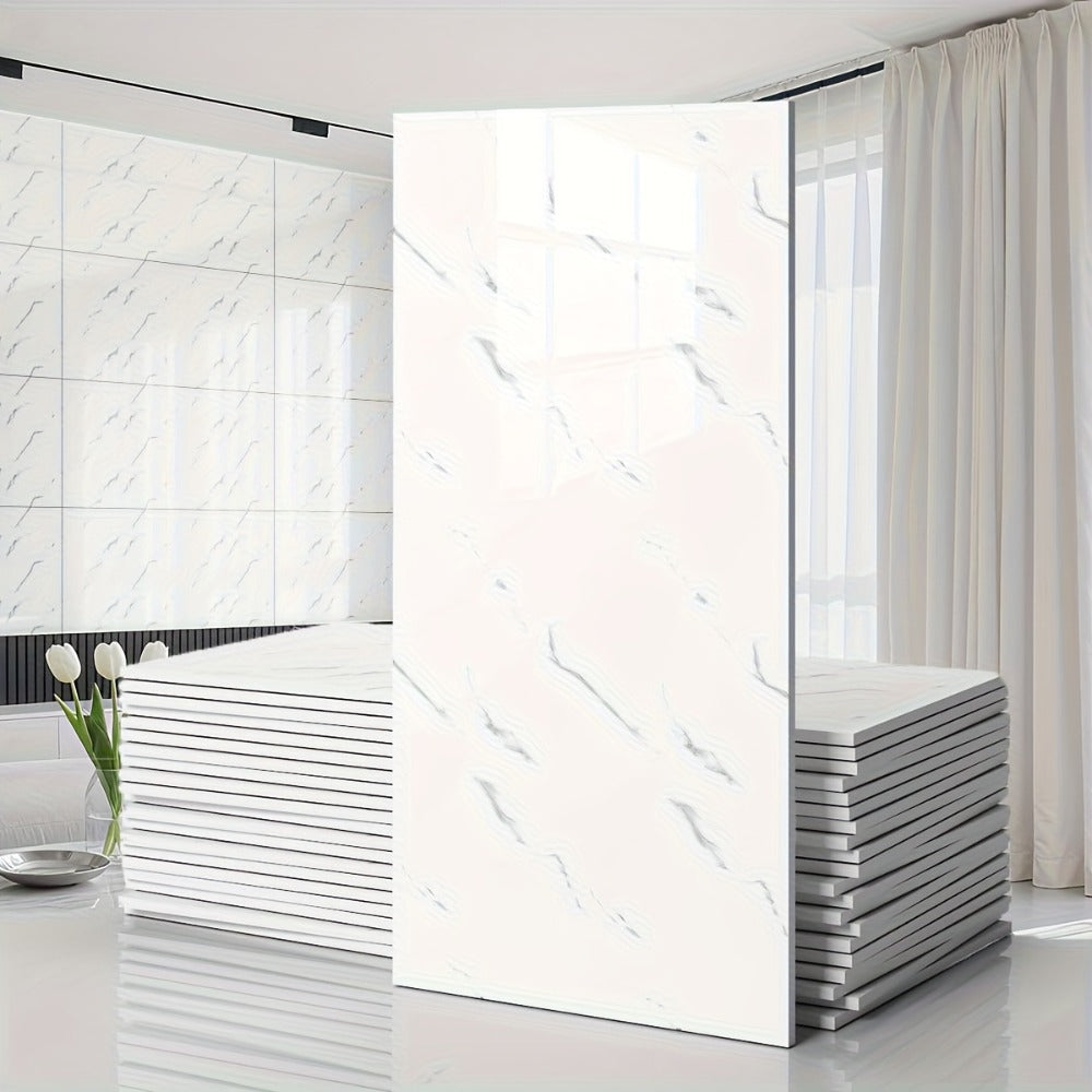Marble-Pattern Wall Panel Set with 20- or 40-Piece Packs, Eight Codes and 11.81 x 23.6-Inch Tiles