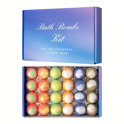 Bath Bombs Gift Set 24 Pack Handmade with Essential Oils - Luxury Bubble Bath Fizzes 20g Each, Moisturizing Spa Bombs for Women, Wife, Girlfriend, Birthday, Christmas & Anniversary Gift
