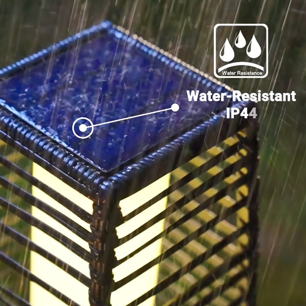 Solar Outdoor Floor Lamp with Wicker Design – Weatherproof Auto On/Off Garden Light, 40+ Lumens Decorative Porch Lantern for Yard, Pathway & Patio