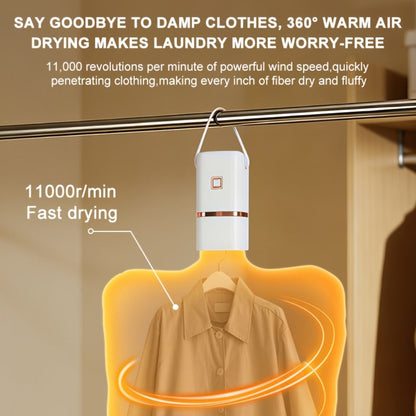Compact Foldable Clothes Dryer in Pure White with Golden-Color Trim, Carry Handle and Hanging Strap
