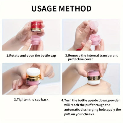 Powder Blush Set 3 Colors with Pearl Powder Rose Oil & Squalane Formula — Natural Glow Lightweight Buildable Cheek Color for All Skin Tones Easy Blend