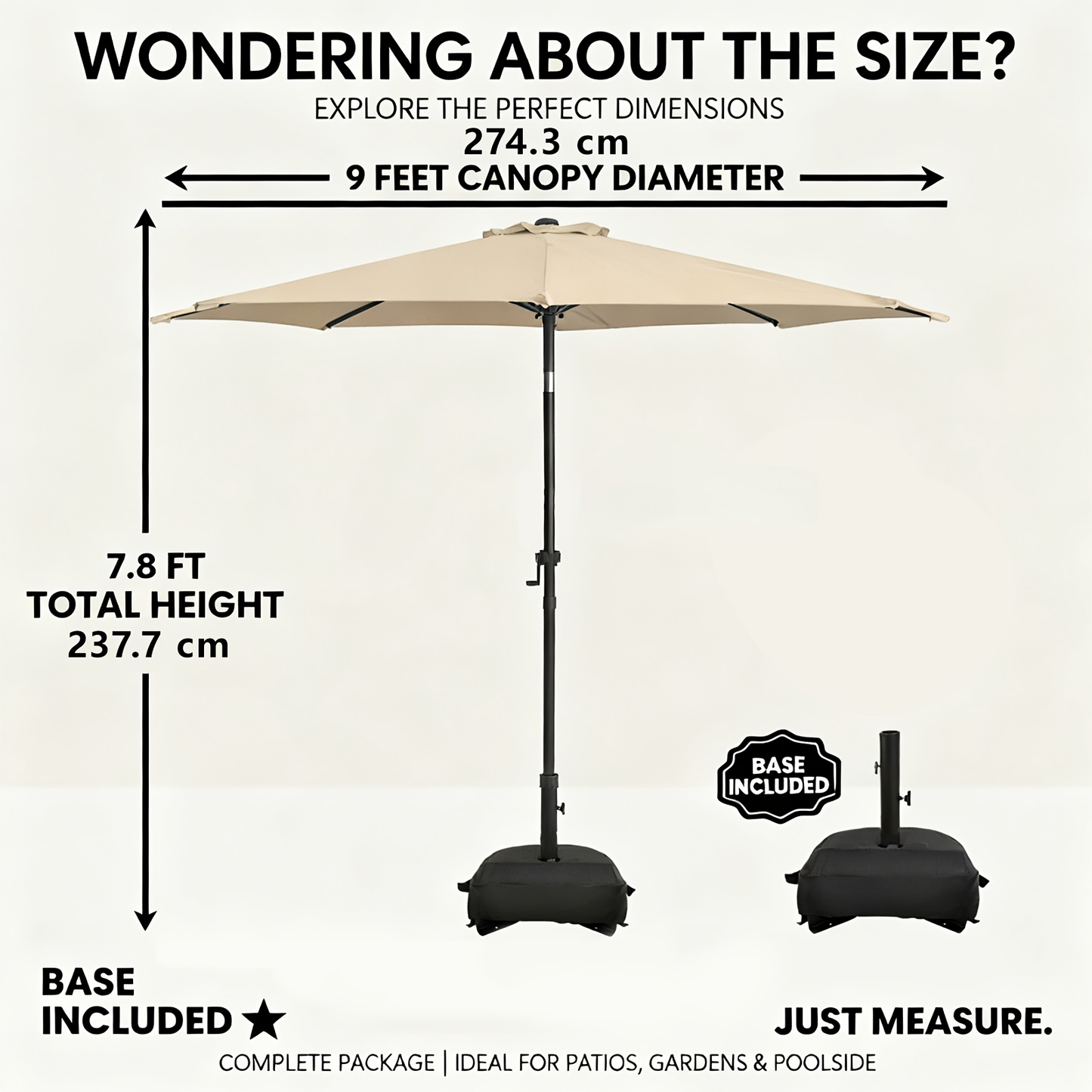 Market Umbrella 9FT Patio Outdoor Table Umbrella with Vent & Base