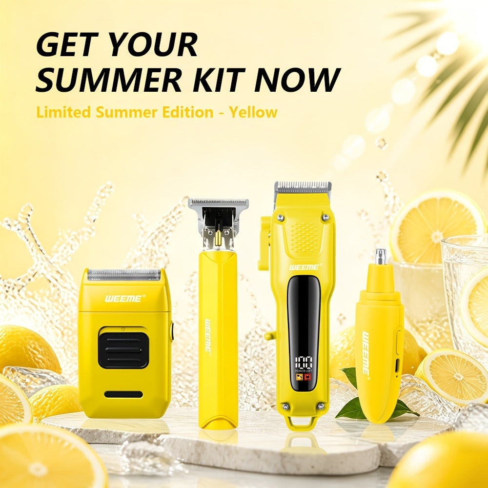 Hair Clippers & Trimmers WEEME Four-Piece Set with Clipper, T-Blade, Foil Shaver, Nose Trimmer and Two Colors