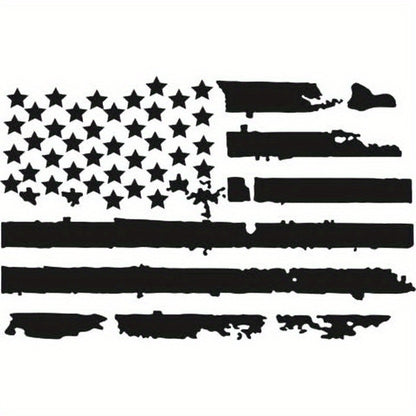 American Flag Car Hood Vinyl Decal Sticker - Distressed USA Flag Stripe Graphic, 35x20 Inch Universal Fit for Car, SUV, Truck Hood, Door, Window & Windshield, Patriotic Car Modification Gift (Black or Transparent)