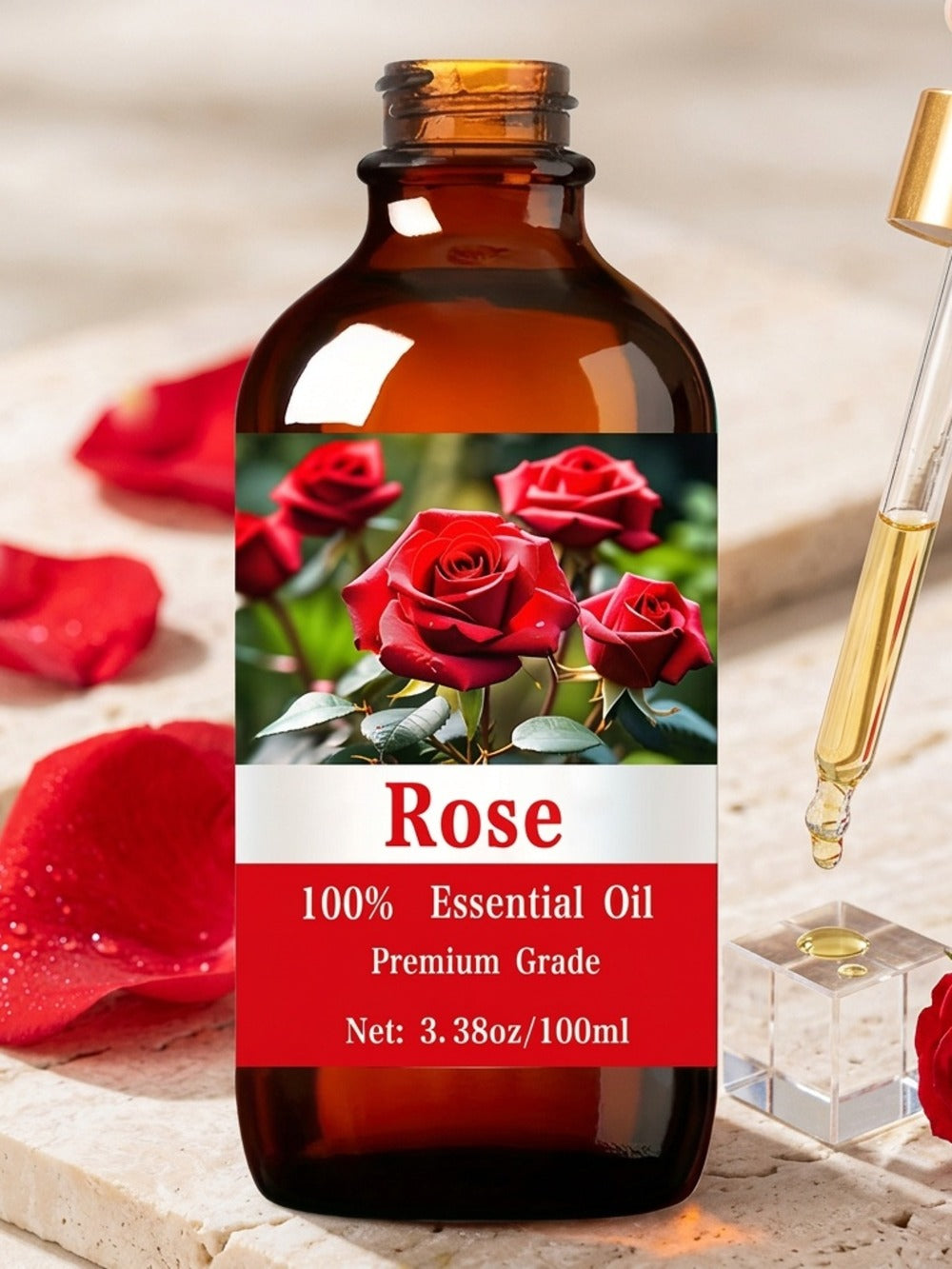 Essential Oil Romantic Rose Floral Aroma in 100ml Bottle with Lightweight Fast-Absorbing Texture