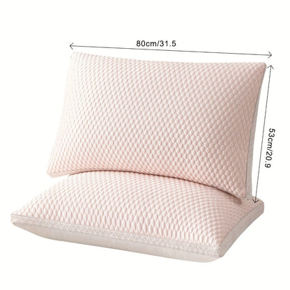 Two-Piece Rectangular Bed Pillow Set in Blue, Gray, Pink or Indigo with Pictured 80 x 50 cm Size