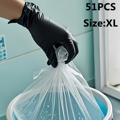 Black Nitrile Disposable Gloves in 51-Piece Size-Specific Packs with Powder-Free and Latex-Free Labels