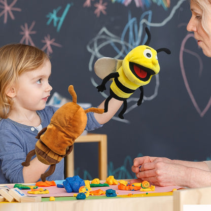 Movable-Mouth Insect Hand Puppets in Bee, Ladybird, Dragonfly, Butterfly, Ant and Caterpillar Styles
