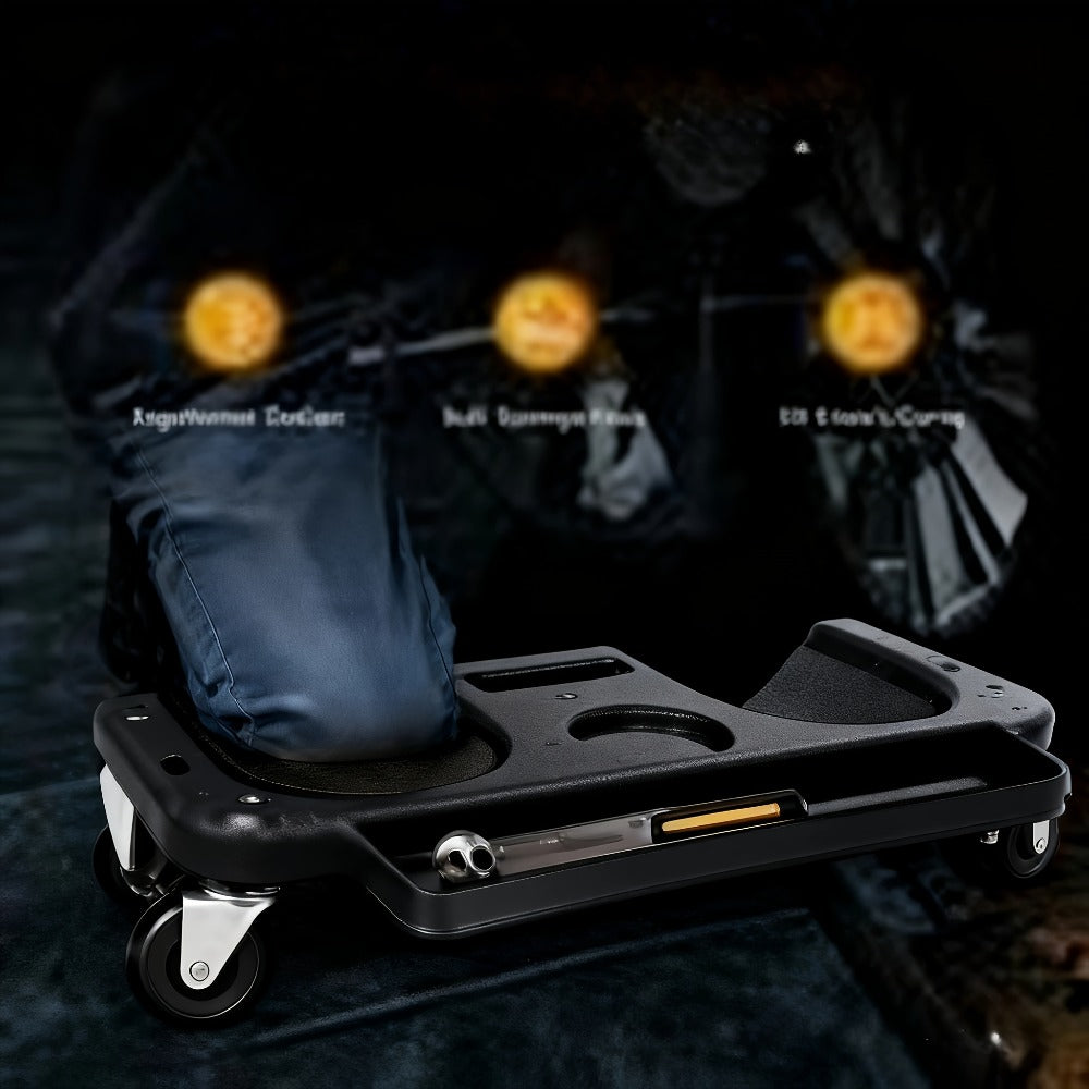 Rolling Knee Pad with Wheels & Built-In Tool Tray - Cushioned Kneeling Platform for Mechanics, Carpenters & Flooring Work