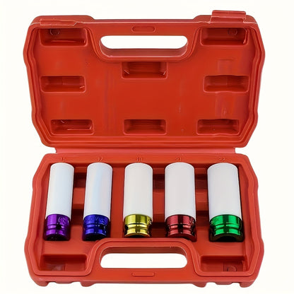 Lug Nut Socket Set 5-Piece 1/2" Drive Deep Impact Sockets – Wheel & Tire Removal and Installation Tool for Cars, Trucks & SUVs