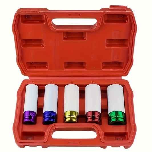 Lug Nut Socket Set 5-Piece 1/2" Drive Deep Impact Sockets – Wheel & Tire Removal and Installation Tool for Cars, Trucks & SUVs