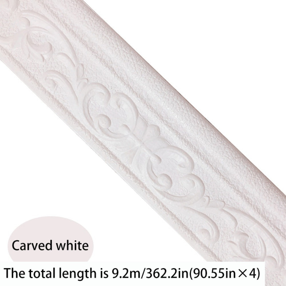 Carved Foam Baseboard Wall Trim Sticker in White, Silver Gray, Copper or Golden, Available in 4, 8 or 12 Rolls