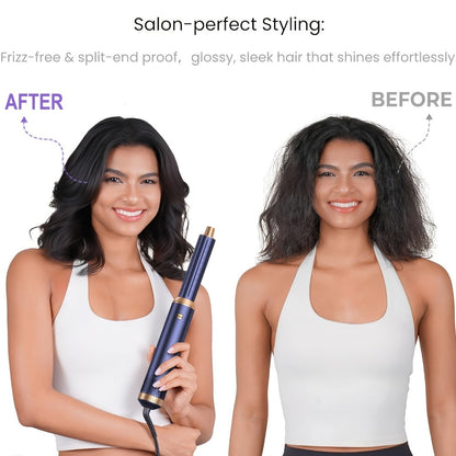 5-in-1 Hot Air Brush Hair Styling Tool with Three Temperature Settings and Five Attachments