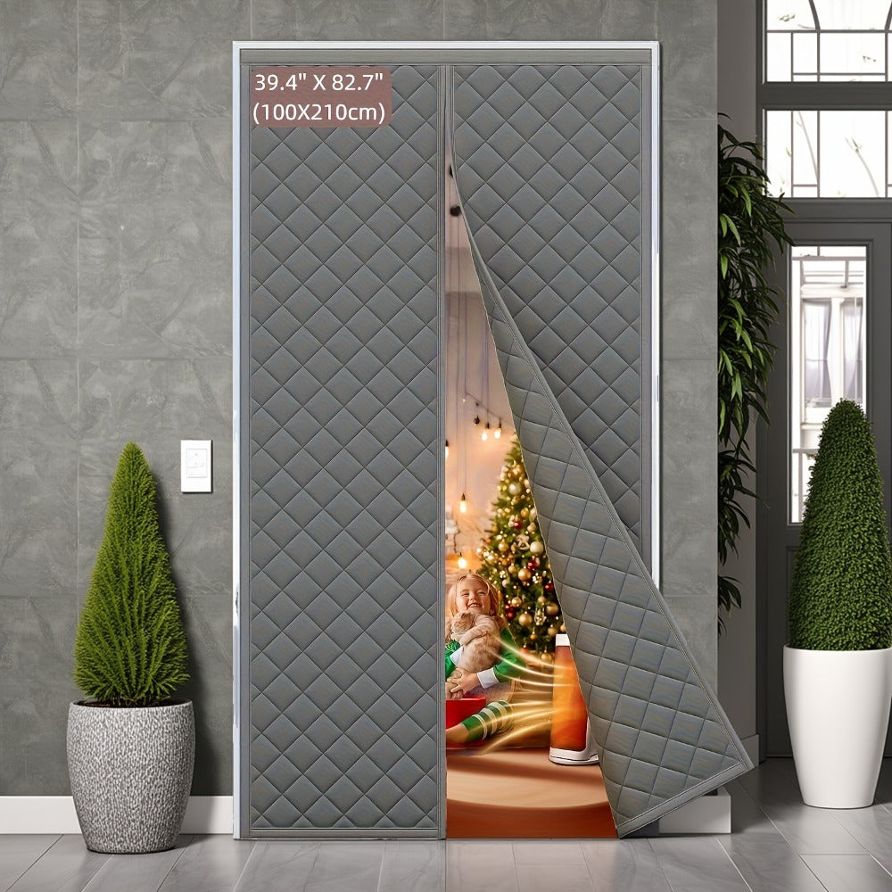 Quilted Magnetic Door Curtain in Grey or Brown with Six Exact Widths and 82.7-Inch Listed Length