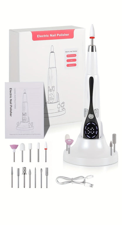 Electric Nail Drill Kit 12 Bits & Stand – 20000RPM Professional Nail File for Gel Polish Removal, Acrylic Shaping & Cuticle Care | Home Manicure Nail Drill Set for Beginners & Salon Use