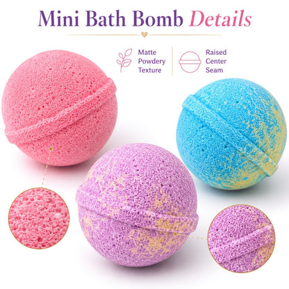 Bath Bombs, 91-Piece Mini Fizzer Set with 15g Round Pieces, Three Labeled Scents and Random Assorted Colors