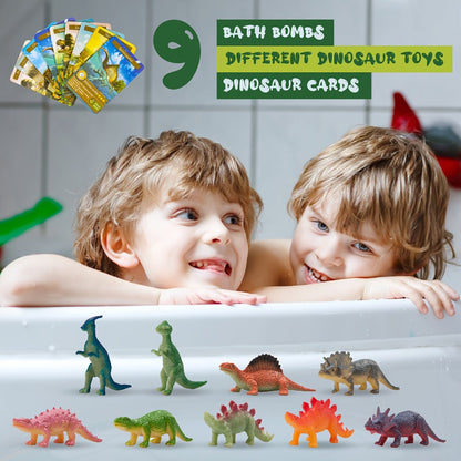 Dinosaur Egg Bath Bombs with Surprise Inside 9 Pack - Kids Fizzy Bath Balls with Hidden Dinosaur Toy, Bubble Gum Scent, Fun Educational Birthday Christmas Easter Gift for Boys Girls Ages 3+