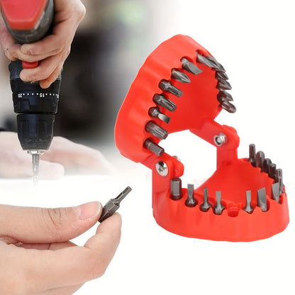 28-Piece Hex Driver Drill Bit Set with 1/4-Inch Shanks, Adapters and Hinged Red Novelty Holder
