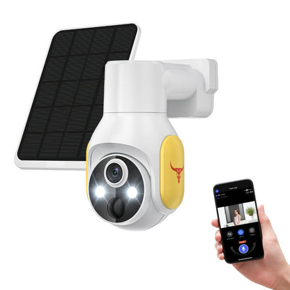White 4G Solar Security Camera with 960P Label, PIR Motion Detection, Color Night Vision and Two-Way Audio