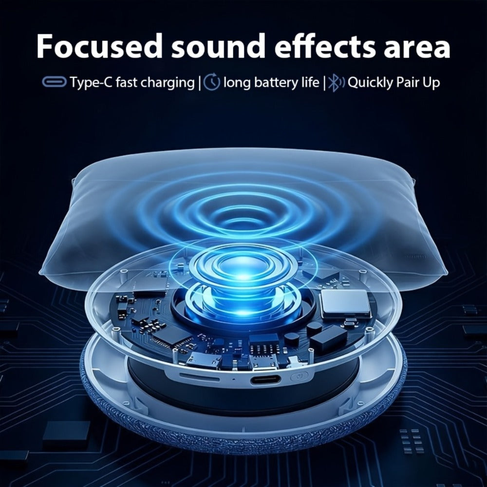 Bone Conduction Pillow Speaker Sleep Headphones Ultra-Thin 11mm Wireless Bluetooth White Noise Machine Bass Stereo TF Card Auto Shut-Off Timer for Side Sleepers Insomnia Relief Relaxation Gift