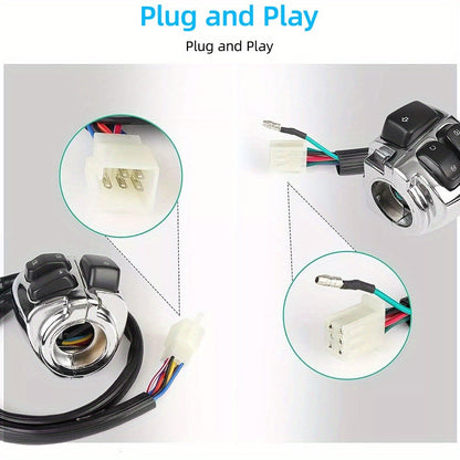 Harley Davidson Handlebar Control Switches with Wiring Harness, Chrome 1-Inch Left & Right Switch Kit for Sportster Softail Dyna V-ROD 1996-2012, High/Low Beam Horn Turn Signal Kill Switch Ignition Start